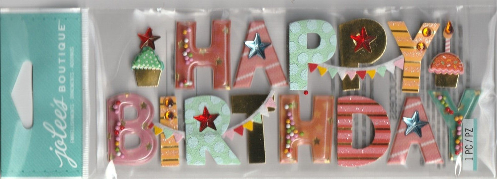 Jolee’s HAPPY BIRTHDAY Shaker box Super Thick 3-D sticker 97238 Fast Fair ship