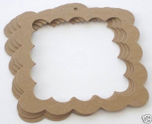 {3} *CHUNKY SCALLOP FRAME* Bare Chipboard Die Cuts – 4 1/4″ x 4 1/8″