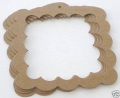 {3} *CHUNKY SCALLOP FRAME* Bare Chipboard Die Cuts – 4 1/4″ x 4 1/8″