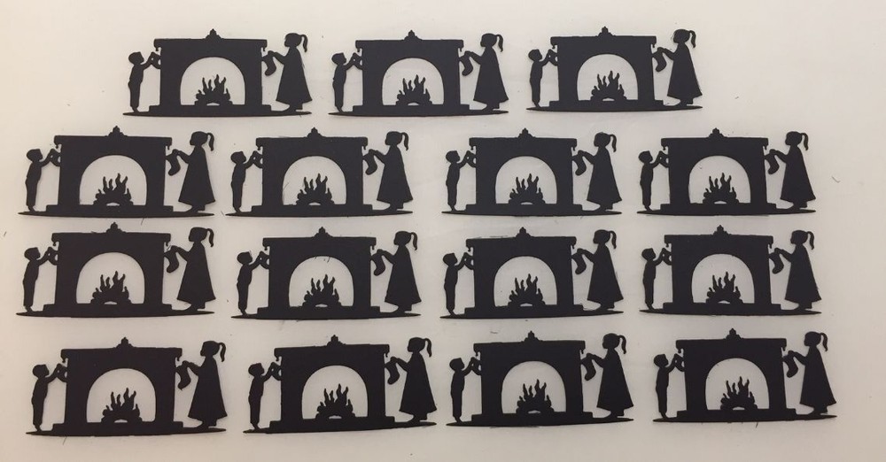 Christmas Die Cuts * Christmas Stocking Hanging Scene * Black Cardstock * 15