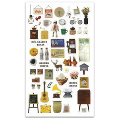 CUTE CAFE STICKERS Coffee House PVC Sticker Sheet Craft Scrapbook Seal Kawaii