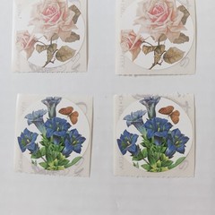 Set of 16 Brier Rose Victorian Flower Stickers – Oval And Circle