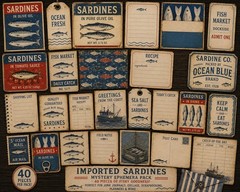 Imported Sardines Mystery Ephemera Pack – 40 Pieces – Retro Fish Market