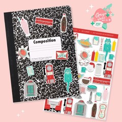 New 1950s Diner Sticker Sheet Perfect for Scrapbooking or Party Favors