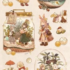 Stickii – Whimsical Terrarium Stickers – 1 Fantasy Rabbit & Sheep Sticker Sheet