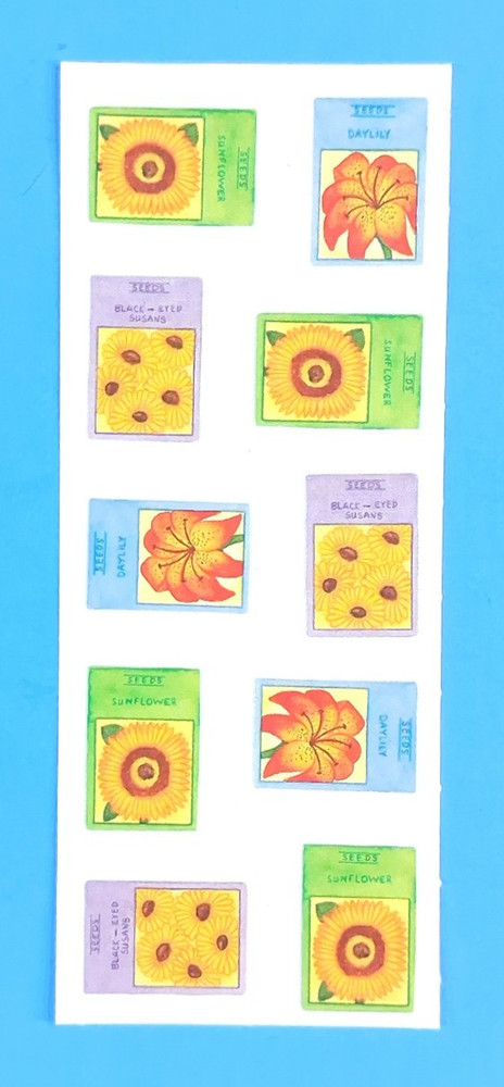 Vintage Creative Memories Garden Flower Seed Packets Sticker Sheet Scrapbooking