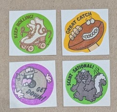 Vtg Matte Trend Skates Football Record Skunk Scratch & Sniff Stickers Set of 4