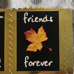 Gold Frame Autumn Leaves Sticker Strip, Gold Black Red Orange Yellow Quotes