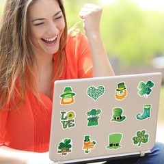 100 Pcs Reusable St. Patrick’s Day Clover Stickers – Vinyl, Assorted Designs …