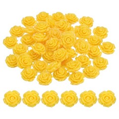 20mm Rose Flower Resin Cabochon, 50 Pcs Mini Rose Flower Resin, Lemon Yellow