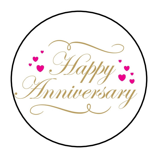 30 HAPPY ANNIVERSARY ENVELOPE SEALS LABELS STICKERS 1.5″ ROUND HEARTS