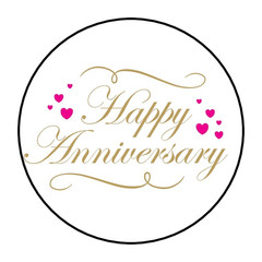 30 HAPPY ANNIVERSARY ENVELOPE SEALS LABELS STICKERS 1.5″ ROUND HEARTS