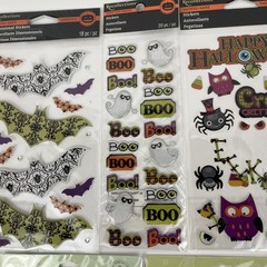 Halloween Stickers Scrapbook Dimensional Pillow Snow Glove Haunted Lot of 5