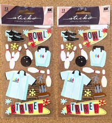(2) EK Success Retro Bowling Alley Stickers Boomerang Argyle Sputnik Starburst