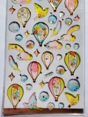 HOT AIR BALLOONS Glitter Magic Dimensional Sticker Sheet with gold accents