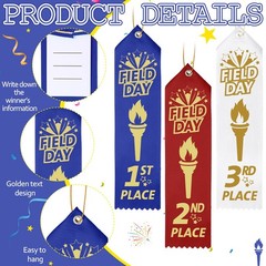90 PCS Field Day Ribbons 1st 2nd 3rd Place 8×2 Inch Award Card String Set