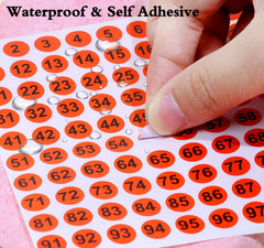 25 Sheets 1 to 100 Vinyl Consecutive Number Stickers Small round Inventory Label