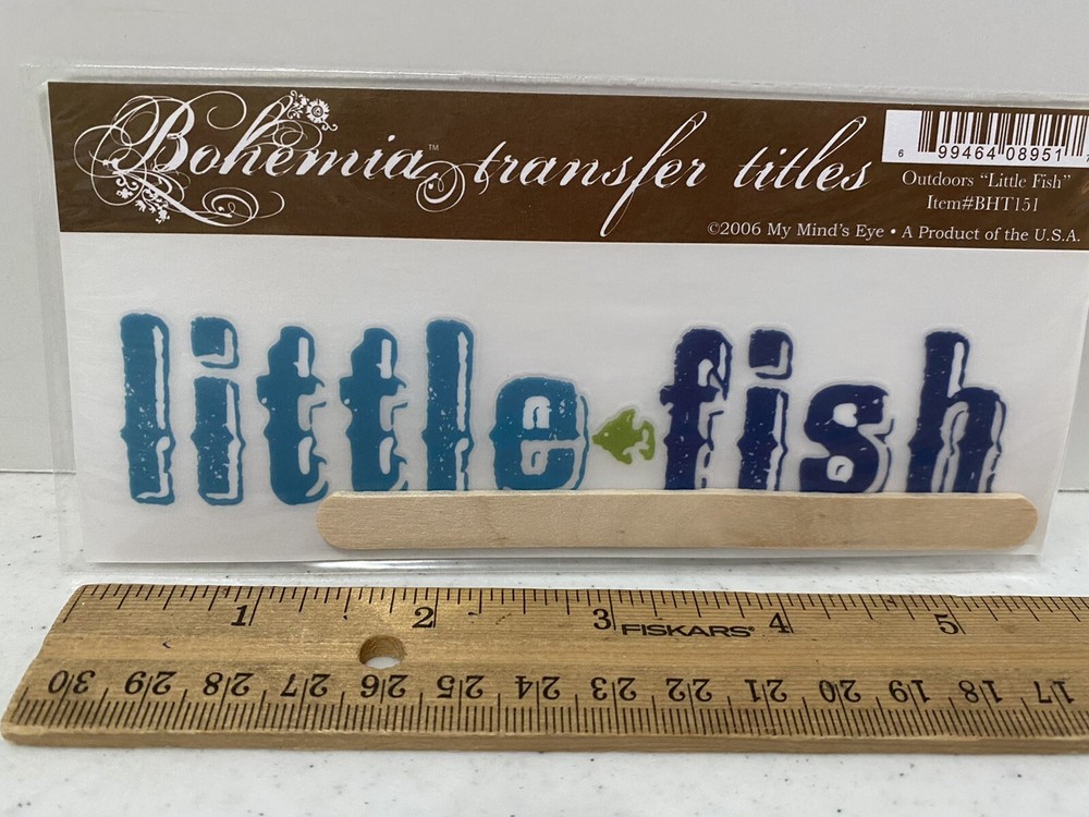 My Mind’s Eye Bohemia Rub On Transfer Titles Scrapbook Craft «Little Fish»