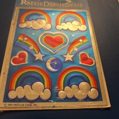 Vintage 80s Stickers Foil Hallmark Razzle Dazzle Sealed 4 Sheets