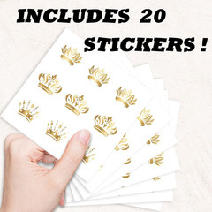180Pcs Gold Crown Stickers Self-Adhesive Paper Decorative Stickers Waterproof De