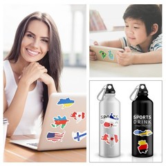100 Pcs World Country Flag Stickers Vinyl Map Waterproof Small
