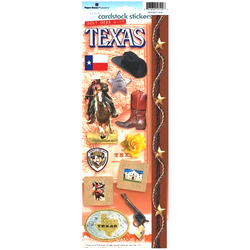 TEXAS Cowboy Hat Boots Rodeo Flag Alamo Rangers Paper House Cardstock Stickers
