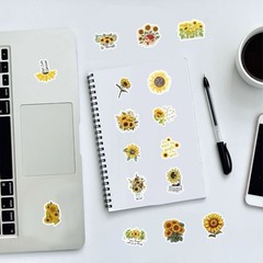 100 Pcs Random Inspirational Sunflower Vinyl Waterproof Stickers