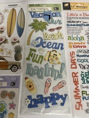 Scrapbooking Stickers Beach/Ocean Lot Of 4 Packs Total 68 Vellum/ Flat/ Dimen