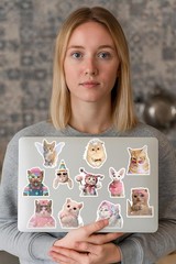 200 Pcs Cute Cat Stickers for Water Bottles, Kawaii Vinyl Cat Meme Pack, Glossy