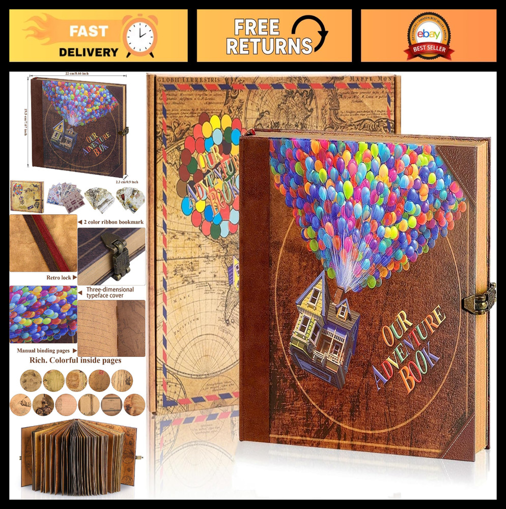 DIY Handmade Scrapbook – 148 Pages Retro Embossed Cover, Travel Diary & Memory A