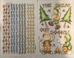 Provo Craft Rub On Transfers Great Outdoors Camping Fish Summertime Fun Vtg Set2