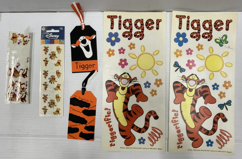 Lot of 4 Disney Tigger stickers & tags with Free Shipping