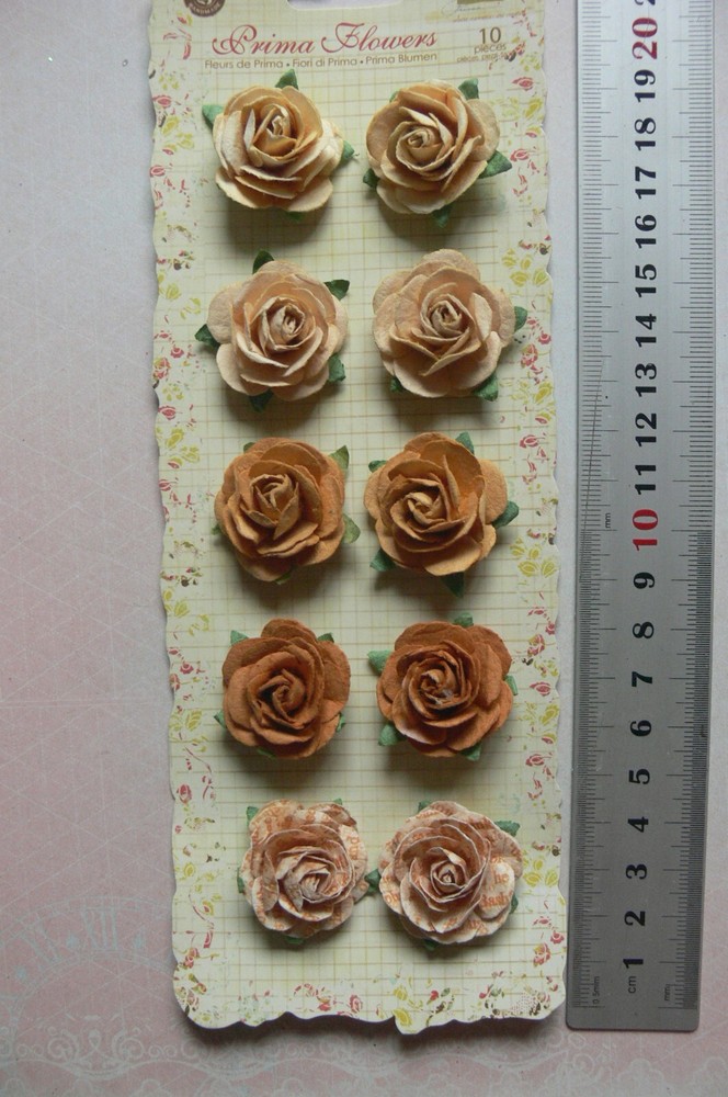 FLORET COLLECTION SUNSHINE GOLD – 10 Pk 25-30mm Across Paper Roses PRIMA 2017Fr