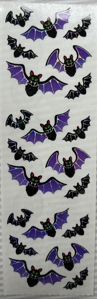Vintage Sandylion Sticker Sheet Strip 3 Modules Bats Chrome? Prismatic?