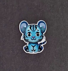 Blue Tiger Kawaii Sticker’s. 9 pack