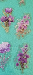 PK2 12pc individual Purple & Pink Floral Transparent Crafting Multiuse Stickers