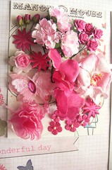 ROSE & Lt PINK Mix & BUTTERFLY 25Flowers 9Styles PAPER SILK Flowers 5-55mm B HH4