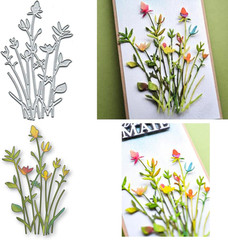 Floral Stems Metal Die Cuts for Card Making,Spring Flower Leaf Grass Card Cuttin