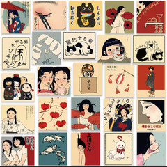 50pcs Japanese Vintage Anime Matte Vinyl Stickers 4.7×5.3cm For Laptop Scrapbook