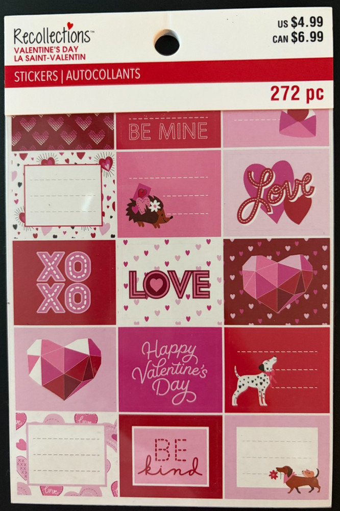 RECOLLECTIONS VALENTINE’S DAY STICKER BOOK 272 PC STICKERS 12 SHEETS ROMANCE