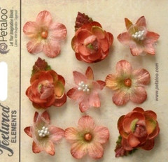 VINTAGE VELVET Txtrd Mini APRICOT SALMON Blossoms x