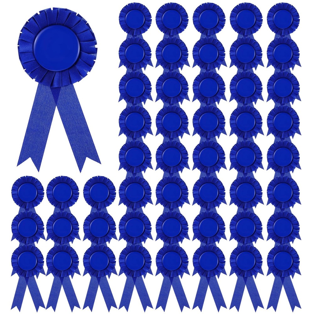 50 PCS Blank Award Ribbon Rosette Set Satin Participation Winner Medal Prize
