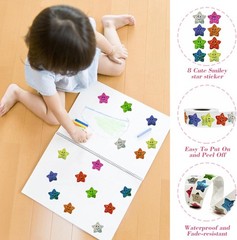 700Pcs Smiley Face Star Stickers for Kids Reward,1inch 8 Colored Sparkly Foil St