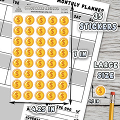 Money Stickers, Mini Icon Reminder Planner stickers, Journals, Scrapbooks