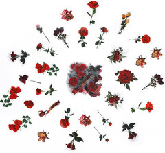 160 PCS(4 Pack) Vintage Rose Floral Stickers, Retro Natural Plants Decals, Water