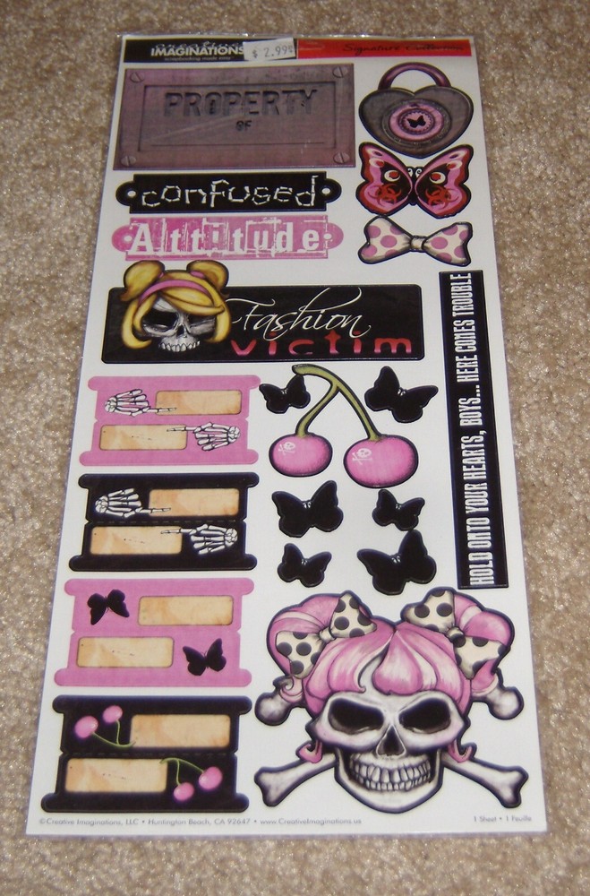 Creative Imaginations Signature 5.5x12inch Sticker ~ Caution Girl….Attitude.
