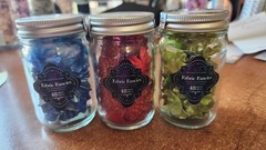 3 Prima Jar GOT FLOWERS «FABRIC FANCIES» Glitter Satin Mesh RED BLUE GREEN