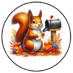 AUTUMN SQUIRREL MAIL ENVELOPE SEALS LABELS STICKERS PARTY FAVORS