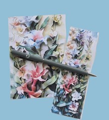 Floral Print Card and Bookmarks – Set of 4 – #438
