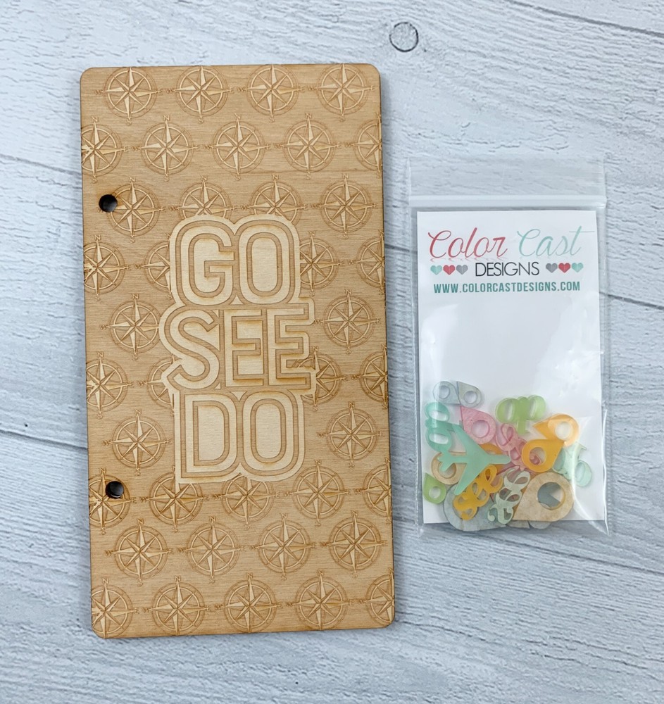 Color Cast Designs Wooden Travelers Notebook Cover + Embellishments NEW